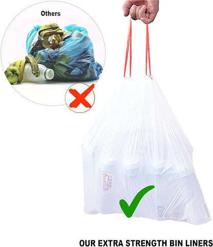 BEIDOU-PAC Trash Bags 4-6 Gallon Drawstring, 75 Count Garbage Bags, Medium Kitchen Trash Bags, Odorless & Heavy Duty White Plastic Food Scrap Bags for Bathroom Bedroom Office Waste
