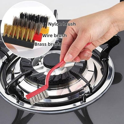 5 Pieces Cleaning Brush Set,Toilet Floor Brush Bathroom Tiles No Dead Corners Hard Bristles Floor Crevice Brush Kitchen Cleaning Metal Brass/Stainless Steel/Nylon Brushes (Red Black+3 Mixed Color)