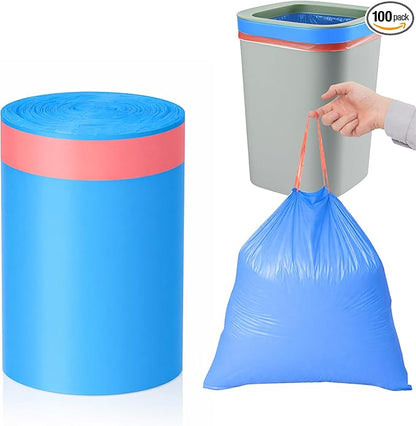 MakMeFre 13 Gallon Drawstring Tall Kitchen Trash Bags,Clean Fresh Scent and Heavy Duty Garbage Bags(100 Count,60x70cm)