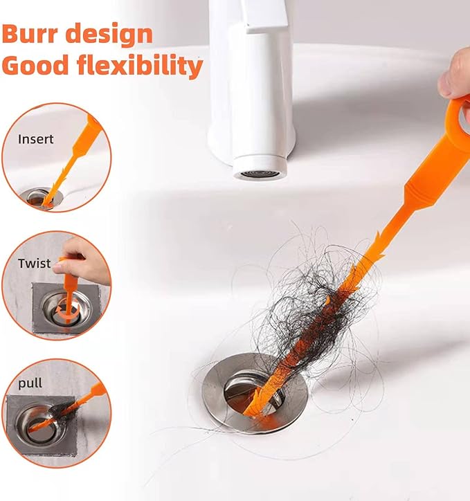 3 Pack 25 Inch Hair Snake Hair Drain Clog Remover Cleaning Tool Drain Opener sink snake Drain Auger Hair Remover Tool For Sewer, Toilet, Shower Kitchen Sink, Bathroom Tub