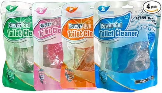 Hanging Dolphin Gel Toilet Bowl Cleaner Deodorizer Long-Lasting Fragrance Automatic Toilet Freshener for Odor Elimination & Stain Removal (Orange+Green+Pink+Blue 4 Pack)