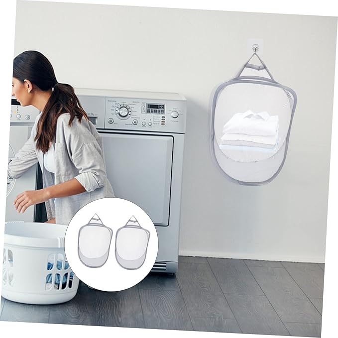 Outanaya 2pcs Folding Storage Basket for Laundry and Sundries Breathable Wall-mounted Organizer for Bedroom and Bathroom Convenient Design for Efficient Space Saving