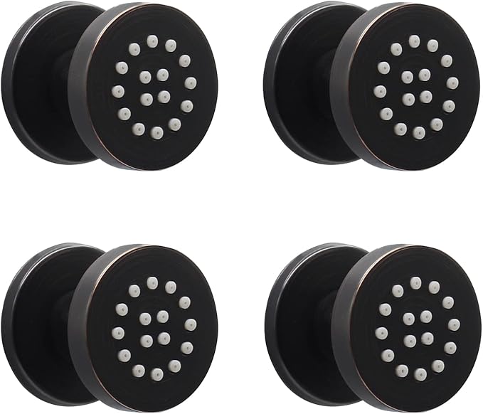 HOMEDEC 2inch Round Shower Body Spray Jets, Brass Showerhead Shower Jets Massage Spa Body Sprays Shower Nozzle Wall Mount, 4PCS, Oil Rubbed Bronze