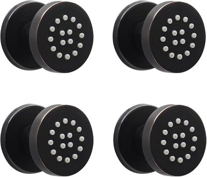 HOMEDEC 2inch Round Shower Body Spray Jets, Brass Showerhead Shower Jets Massage Spa Body Sprays Shower Nozzle Wall Mount, 4PCS, Oil Rubbed Bronze