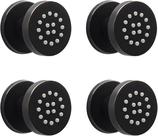 HOMEDEC 2inch Round Shower Body Spray Jets, Brass Showerhead Shower Jets Massage Spa Body Sprays Shower Nozzle Wall Mount, 4PCS, Oil Rubbed Bronze