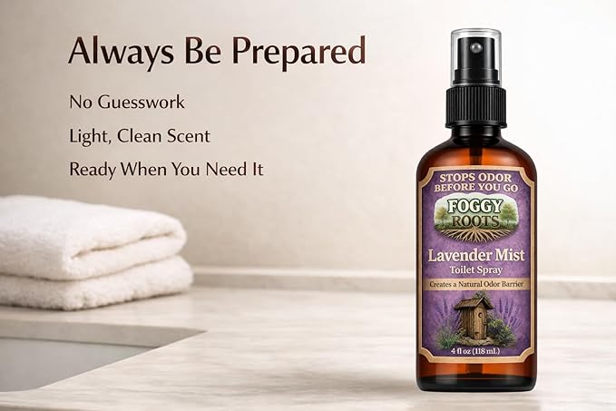 Lavender Pre-Poop Toilet Spray – Stops Odor Before It Starts, Bathroom Odor Eliminator for Toilet, 4 oz (200+ Uses) Travel, Home & Work