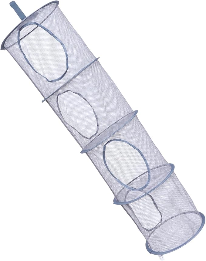 Happyyami Foldable Mesh Hanging Storage Basket 4-Tier Clothes Dryer Organizer Breathable Toy and Laundry Drying Rack for Home Use