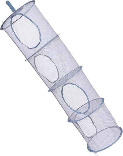 Happyyami Foldable Mesh Hanging Storage Basket 4-Tier Clothes Dryer Organizer Breathable Toy and Laundry Drying Rack for Home Use