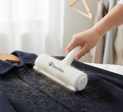 Pet Hair Remover White - Reuseable Dog & Cat Hair Remover for Furniture, Clothes, Carpet, Car interiors- Eco-Friendly Lint Roller with Self-Cleaning Chamber- No Adhesive, No Refills Needed