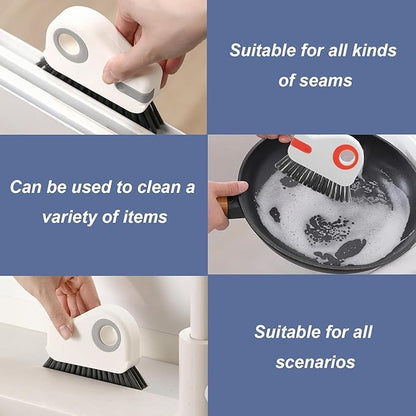 2 in 1 Groove Cleaning Brush Window Track Cleaning Tools, Multifunction Grout Cleaner Tool Grip Brush Hard Bristle Crevice Cleaning Brush for Sliding Door Track, Window Sill, Window Seal