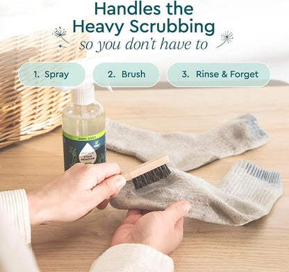 Puracy Laundry Stain Remover Brush for Tough, Deep, and Aged Clothing Stains, with Vegan Bristles for Safe and Effective Stain and Odor Elimination