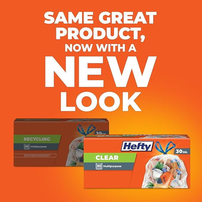 Hefty Trash & Recycling Bags Variety Pack – 30 Gallon Clear (36 CT) + 13 Gallon Citrus Twist (20 CT) + 13 Gallon Lavender Vanilla (20 CT), 1 CT