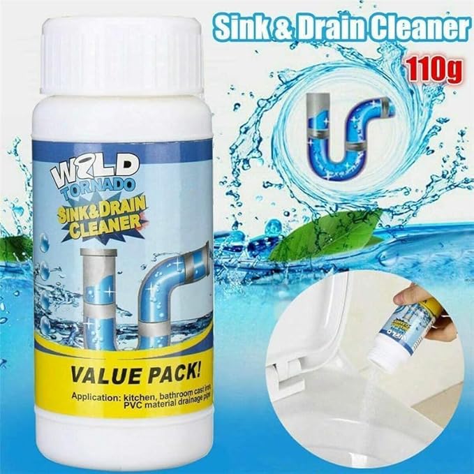 Sink and Drain Cleaner, Wild Tornado Pipe Dredge, Drain Cleaner for Toilet Kitchen, Pipes Cleaning Tool (2)