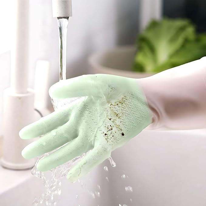 1 pair Reusable Household Gloves, Rubber Dishwashing gloves,Kitchen Cleaning, Working, Painting, Gardening, Pet Care