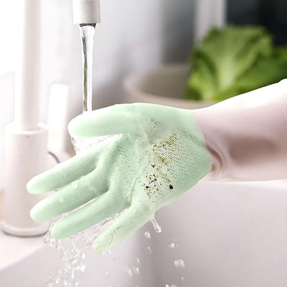 1 pair Reusable Household Gloves, Rubber Dishwashing gloves,Kitchen Cleaning, Working, Painting, Gardening, Pet Care