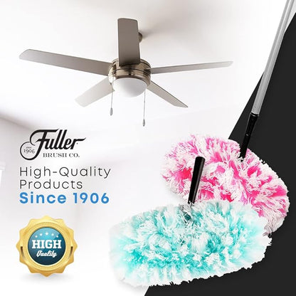 Fuller Brush Fuzzy Fan Duster – Dust & Clean Ceiling Fans, Walls, Woodwork – Polystatic & Microfiber Grabs & Holds Dust, Lint, Cobwebs & Dirt - Fan Duster with Handle (Pink)