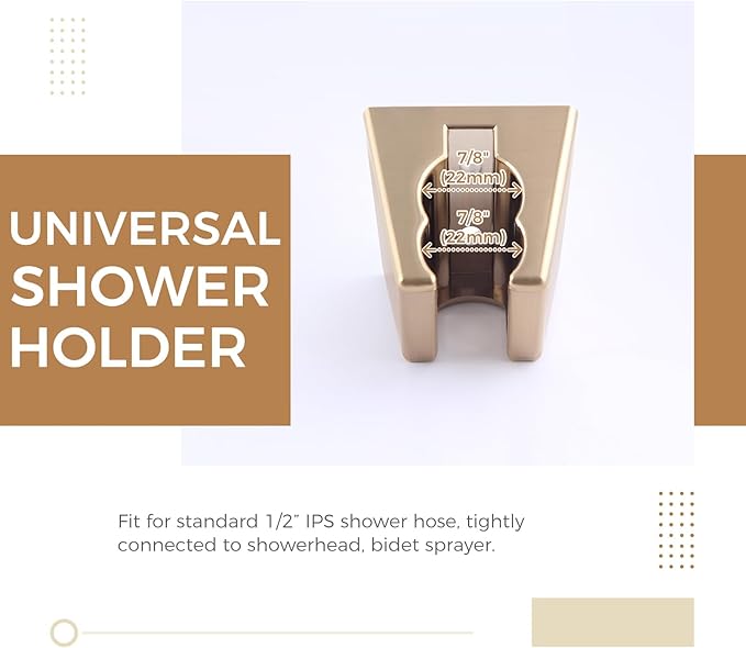 Hand Held Shower Bracket with Two Slot, Aomasi Handheld Shower Head Hose Hanger, ABS Plastic Bidet Sprayer Handle Holder Wall Mount, Brushed Gold
