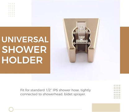 Hand Held Shower Bracket with Two Slot, Aomasi Handheld Shower Head Hose Hanger, ABS Plastic Bidet Sprayer Handle Holder Wall Mount, Brushed Gold