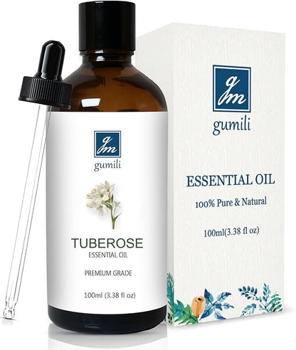 GM Gumili Tuberose Essential Oil, Home Fragrance Oil, Candle Scents Soy Wax Candle Making, Freshie Scents Oils for Soap, Dryer Balls, Diffusers, Laundry, Slime -3.38 oz /100ml