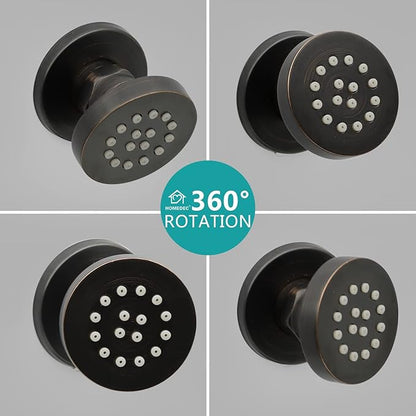 HOMEDEC 2inch Round Brass Showerhead Shower Jet Massage Spa Body Sprays Jets Wall Mount, 6pcs,Oil Rubbed Bronze