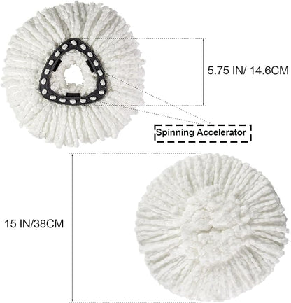 [3 Pack] Mop Replace Heads, Mop Refill Heads Replacements Compatible with O Cedar Spin Mop 1-Tank System- Easy to Replace, Microfiber, Machine Washable