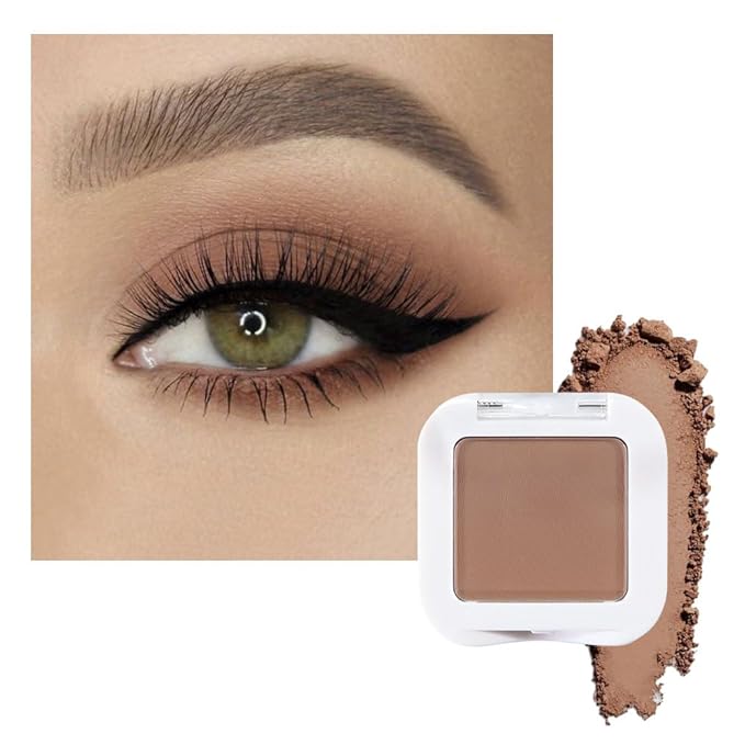 evpct Matte Brown Eyeshadow Palette Makeup for Older Women, Light Rosy Brown Cream Eye Shadow Palette Single for Older Women Matte, Monochrome Natural High Pigment Mini Eyeshadow Sombra Para Ojos