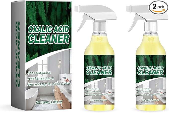 2 Bottle Oxalic Acid Cleaner, 100ml/3.38fl.oz, Multipurpose Stain Remover Spray for Bathroom
