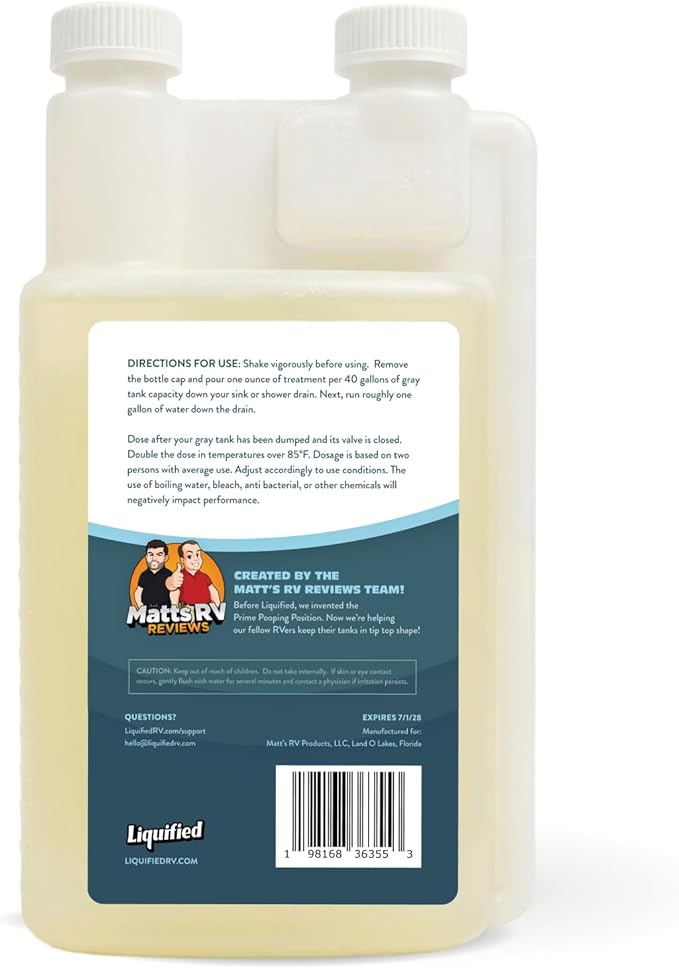 Liquified RV Toilet Treatment - Gray Holding Tank Digester - Odor Eliminator - Lemon Scent - Matts RV Reviews