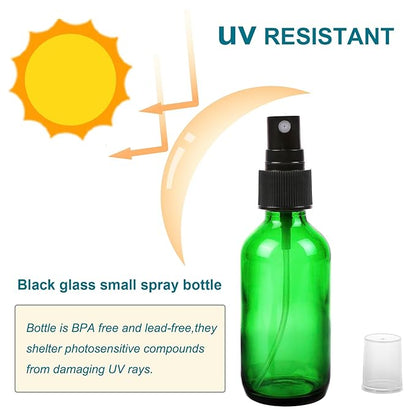 NOOEEISS Green Glass Small Spray Bottle 2 oz 48 Packs,Fine Mist Sprayer Small Clear Bottles,Refillable Containers mini spray bottles for Cleaning Solutions and Skin Care (Green 48pcs)