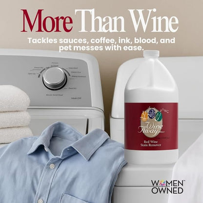 Wine Away Red Wine Stain Remover - Removes Wine Spots - Perfect Fabric Upholstery and Carpet Cleaner Spray Solution - Spray on Stain Wash and Resolve Laundry to Vanish Stain - Citrus Scent - 1 Gallon