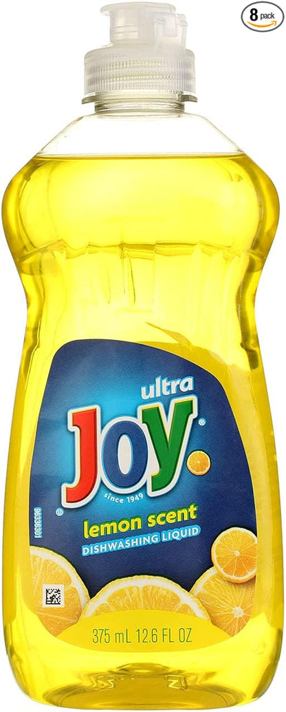 Joy Ultra Dishwashing Liquid, Lemon Scent 12.60 oz (Pack of 8)