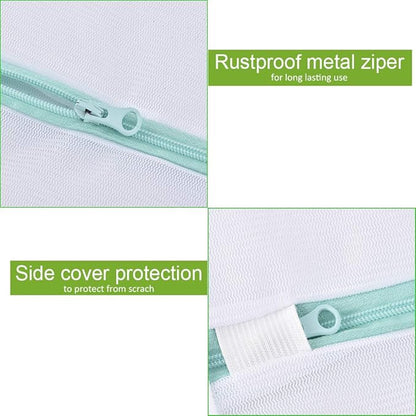 OTraki 2 Pack Extra Large Laundry Mesh Bag 43 x 35 Inch Mesh Laundry Bag Zippered Big Net Bag for Blanket Sweater Coat Bedding Sheet in Home Dorm Hotel Don't Drying, Melting 140-176℉, White