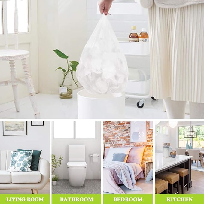 200 Counts 2 Gallon (1.8-2 Gal) Small Trash Bags Garbage Bags by RayPard, fit 1.6,1.8,2,2.2 Gal Waste Basket, 6.5-7 Liter Strong Trash Can Liners for Home Office Kitchen Bathroom Bedroom, Clear
