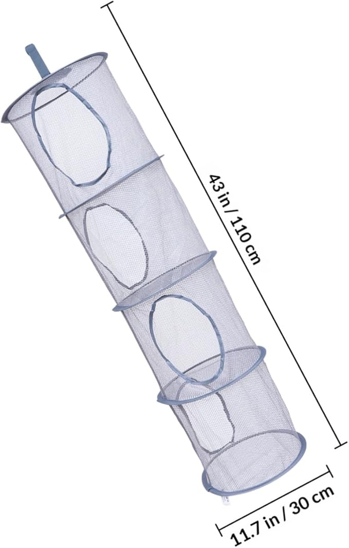 1pc Mesh Hanging Drying Basket Foldable Laundry Organizer for Toys and Clothes Space-Saving Ventilated Storage Gray for Home Use