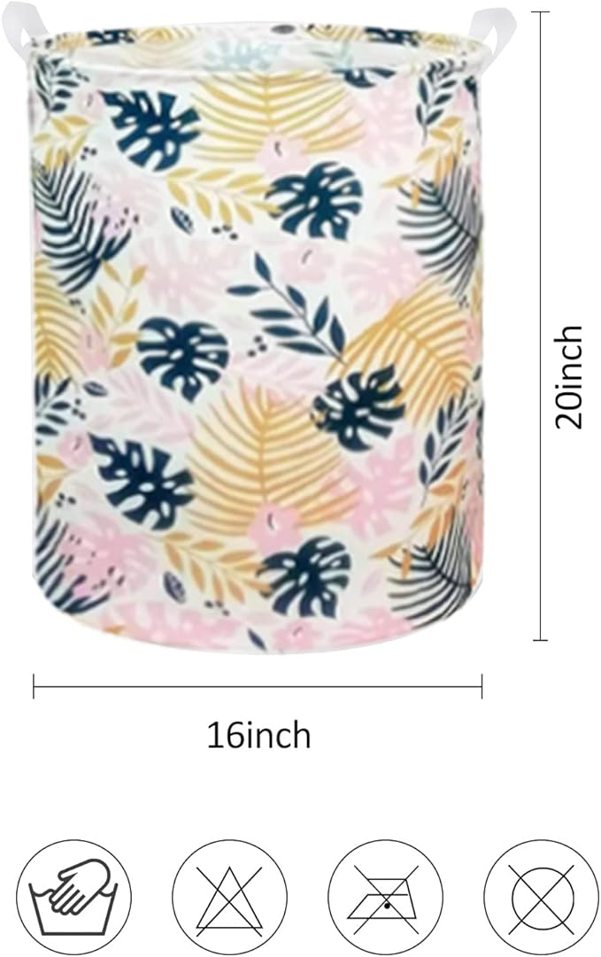 Collapsible Laundry Basket in Bedroom Waterproof Laundry Hamper in Bathroom Large Laundry Bag in College Dormitory Cloakroom Livingroom Nursery Organizer Toy Bin Golden leaf-0101
