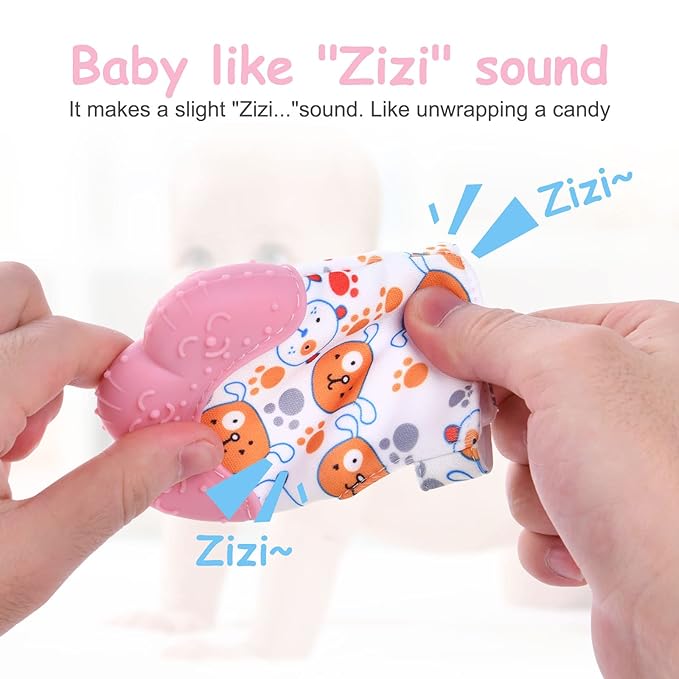 2Pack Silicone Teething Mitt, Soothing Infant Teething Mitten Pain Relief, Prevent Scratches Glove, Safe Silicone Teething Toys for 0-12 Months