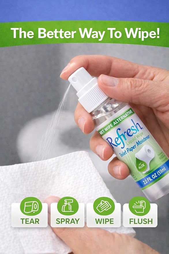 Refresh Liquid Wipe: Toilet Paper Spray (Original Spray, 2 Fl Oz (3 Pack))