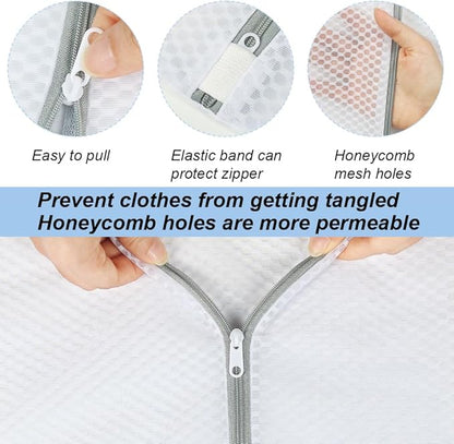 Vivifying Mesh Laundry Bags, 2 Pack XXXL Extra Large Honeycomb Laundry Bags with Zipper for Washing Machine, Coats, Stuffed Toys, Blanket, Sweater, Delicates Clothes
