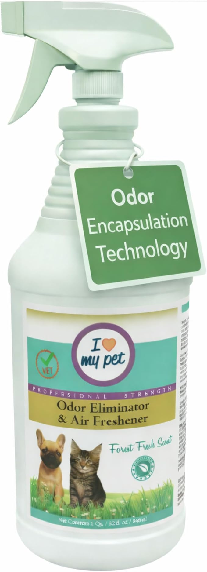 I Love My Pet Odor Eliminator Spray and Air Freshener for Strong Pet Odors Neutralizes Dog and Cat Urine on Fabrics, Carpets, Pet Beds 32 oz, Forest Fresh Scent