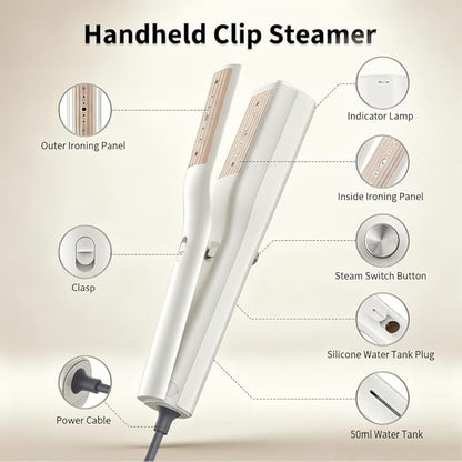 Handheld Garment Steamer & Iron - 3-in-1 Mini Clothes Steamer & Clip Iron, Wet & Dry Ironing, 15s Fast Heat, 900W Powerful Steam, Compact Steamer for Home, Office & Travel, with Travel Bag (120V)