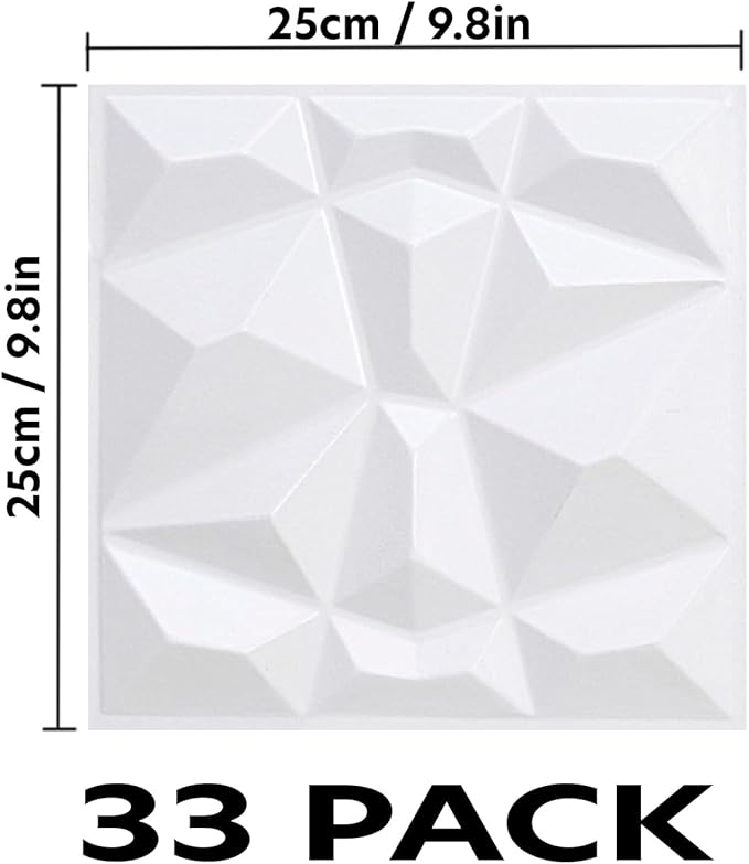Decorative 3D PVC Wall Panels - Peel & Stick, Waterproof, Lightweight - Perfect for Accent Walls & DIY Projects - 9.8x9.8 Inches (33-Pack)
