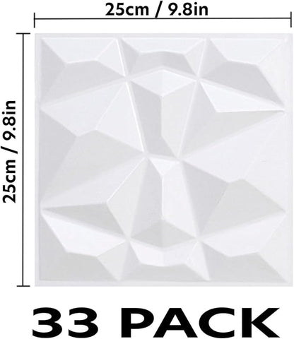 Decorative 3D PVC Wall Panels - Peel & Stick, Waterproof, Lightweight - Perfect for Accent Walls & DIY Projects - 9.8x9.8 Inches (33-Pack)