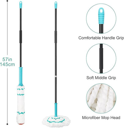 KeFanta Self Wringing Twist Mops for Floor Cleaning, Microfiber Floor mop with 57 " Long Handle, Easy Wring Mop for Hardwood Commercial Household Clean