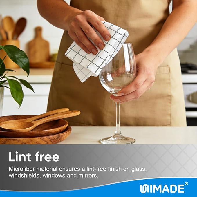 Microfiber Cleaning Cloths, 100 Sheets Reusable Kitchen Towels & Dish Cloths, Lint-Free Absorbent Cleaning Rags, Bulk Kitchen Cleaning Cloths for Household & Restaurant, 11" x 9", Grid Pattern