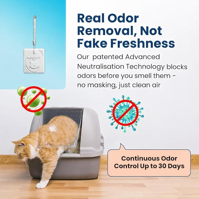 MoodifyPet Cat Litter Odor Pet Odor Eliminator For Home, 12-Pack – Hangable Odor Absorber with Patented Advanced Neutralisation Tech – Cat Scent Eliminator, Lasts Up To 30 Days, Safe for Pets & Kids
