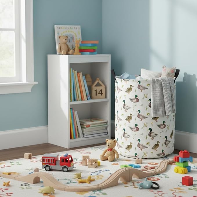 Baby Laundry Hamper kids laundry Basket Waterproof Laundry Bag for Bedroom Toy Clothes Organizer Room Décor(Duck)