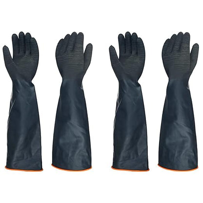 North Tower Heavy Duty Rubber Gloves, Industrial Gloves Waterproof Reusable Protective Work for Cleaning, Dishwashing,Upgraded with Non-Slip Design, Black (22in,2pair)
