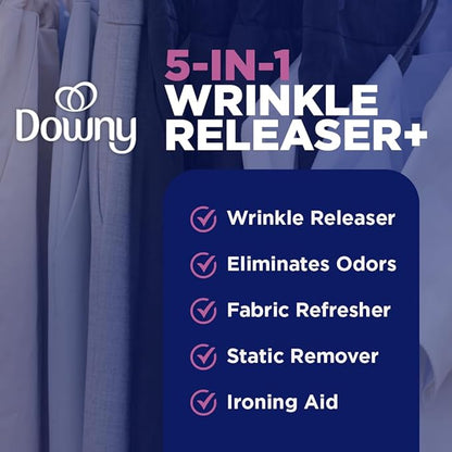 Downy Wrinkle Releaser Spray, All In One Wrinkle Release Spray, Odor Eliminator, Static Remover, Fabric Refresher & Ironing Aid for Clothes, 33.8 Fl Oz (Pack of 2), Light Fresh Scent