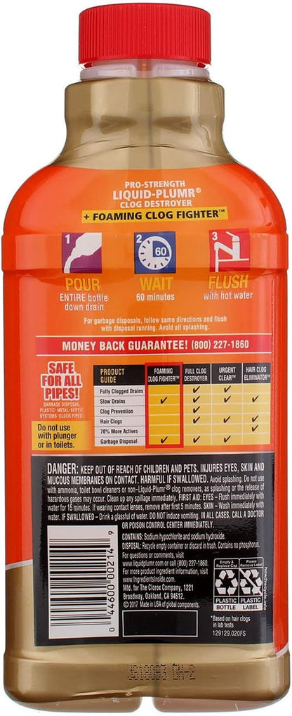 Liquid Plumber Clog Destroyer with Foaming Clog Fighter - 17 Ounces