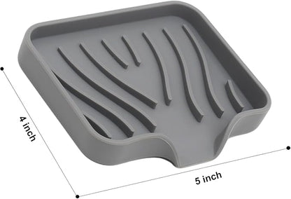 Soap Dish with Drainage, Gray Silicone Soap Holder for Bathroom Sink, 2 Pack